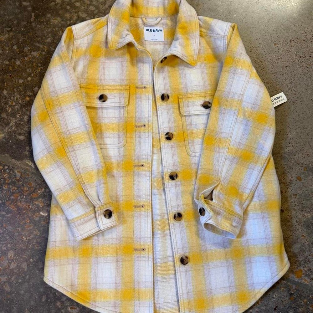 Old Navy yellow plaid button up shirt Size S #flannel #autumn